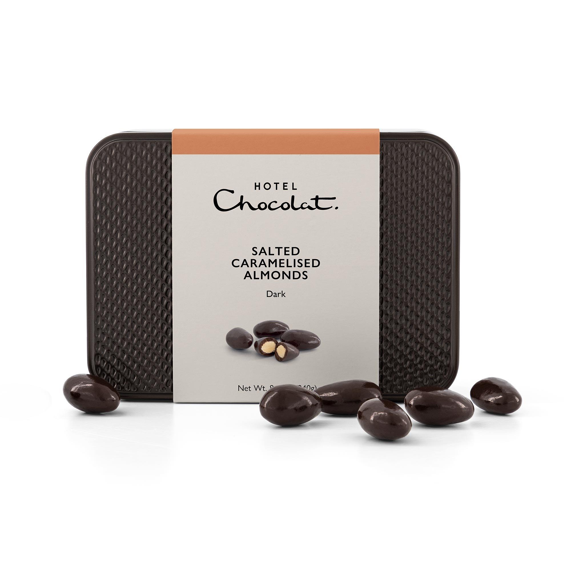 Dark Chocolate Salted Caramelised Almonds Gift Tin