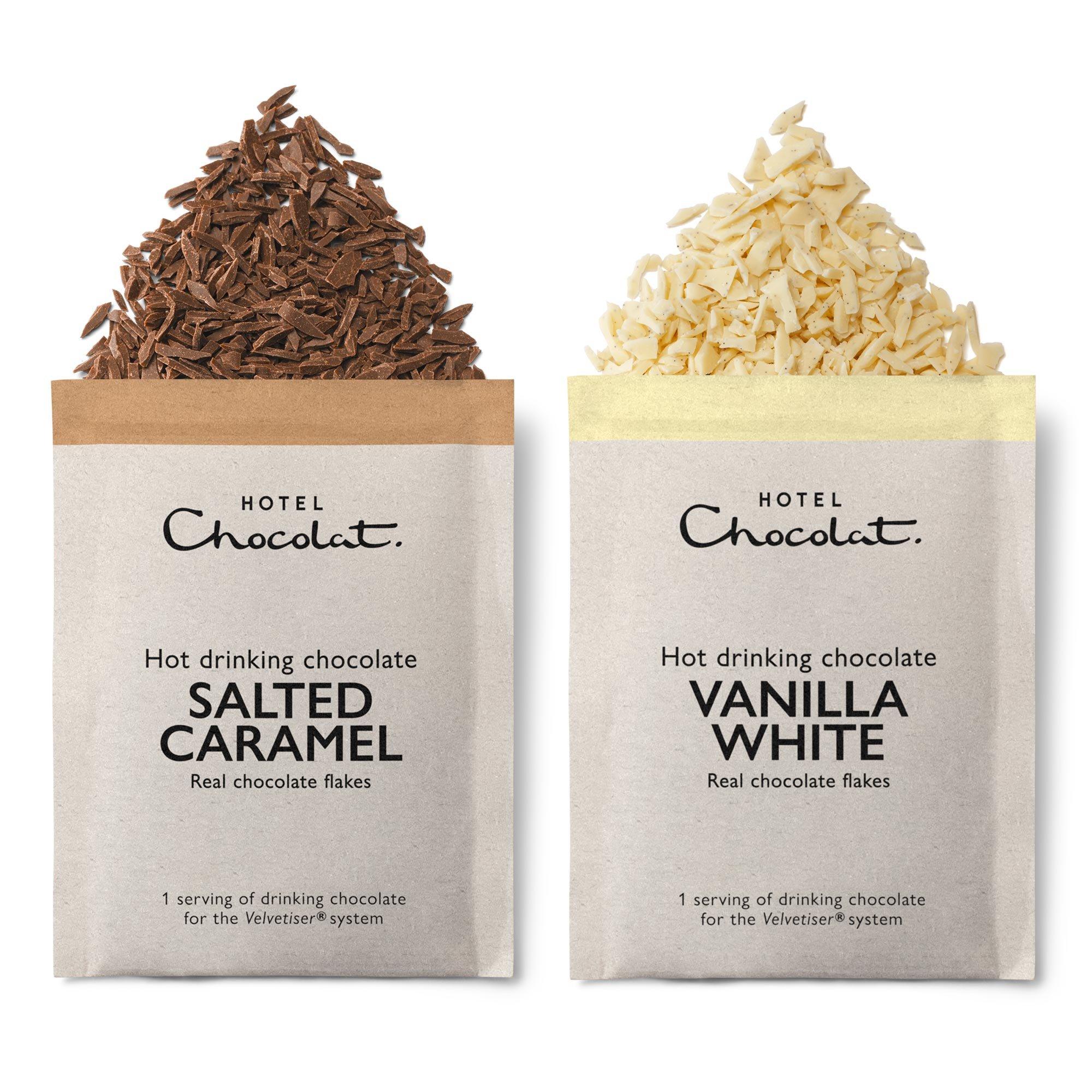 Vanilla-White & Salted Caramel Hot Drinking Chocolate Duo - 10 Sachets