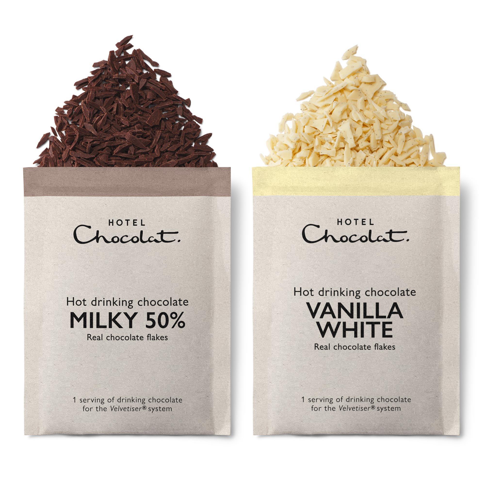 Vanilla-White & Milky 50% Hot Drinking Chocolate Duo - 10 Sachets