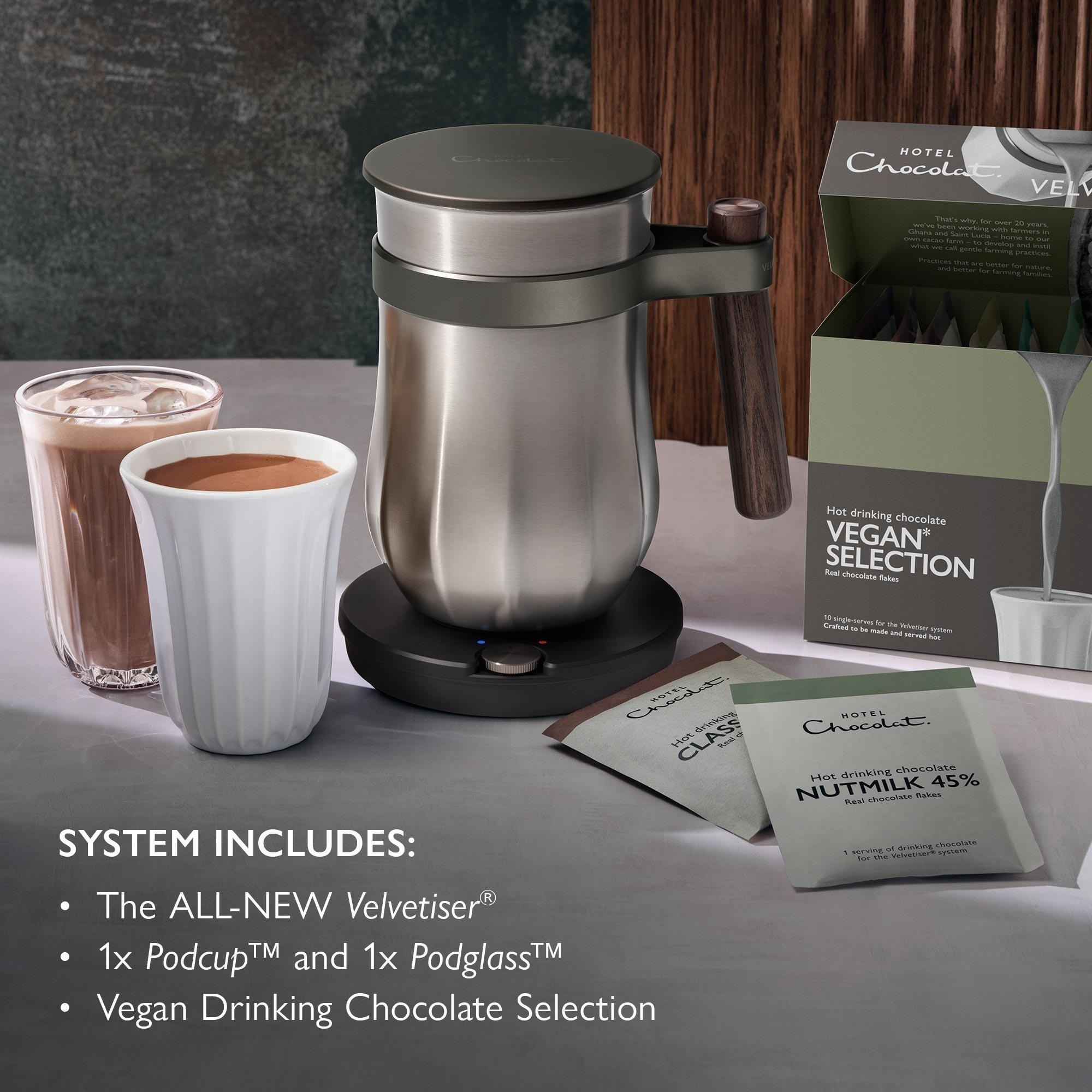 Pewter Velvetiser - with Vegan* Selection sachets | Hotel Chocolat