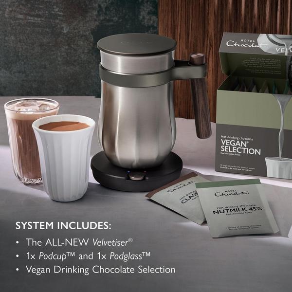 Pewter Velvetiser - with Vegan* Selection sachets | Hotel Chocolat