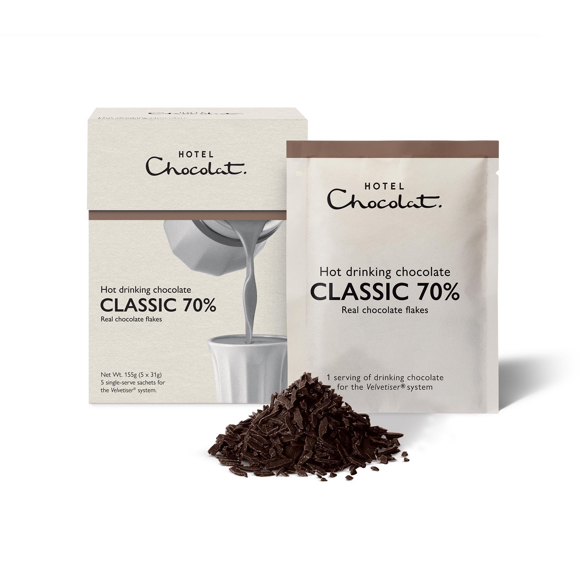 5 Classic 70% Hot Drinking Chocolate Sachets 
